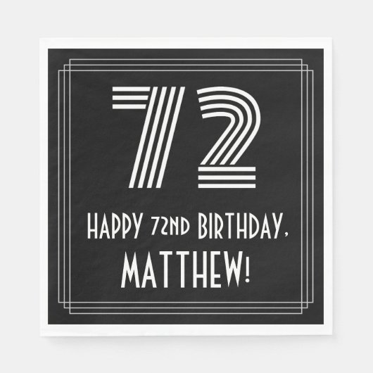 72番目の誕生日:インスパイアアールデコ検索"72" +名前 スタンダードランチョンナプキン (正面)