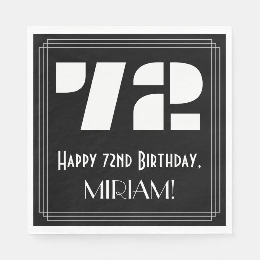 72番目の誕生日:インスパイアアールデコ検索"72" +名前 スタンダードランチョンナプキン (正面)