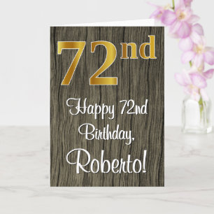 72番目の誕生日:エレガントフェイク金ゴールドルック#、フェイクWood カード