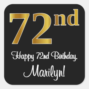 72番目の誕生日-エレガント豪華なフェイク金ゴールドルック# スクエアシール