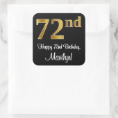 72番目の誕生日-エレガント豪華なフェイク金ゴールドルック# スクエアシール (バッグ)