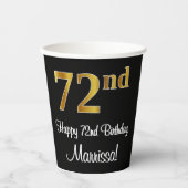 72番目の誕生日-エレガント豪華なフェイク金ゴールドルック# 紙コップ (正面)