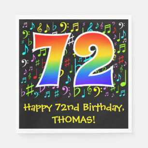 72番目の誕生日-カラフル音楽シンボル, Rainbow 72 スタンダードランチョンナプキン