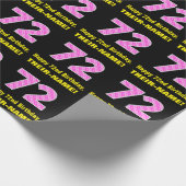 72番目の誕生日:ピンクストライプのハートと"72" +名前 ラッピングペーパー (角)