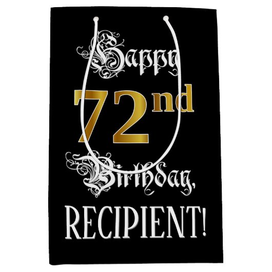 72番目の誕生日~ファンシースクリプト;フェイク金ゴールド検索;名前 ミディアムペーパーバッグ (正面)