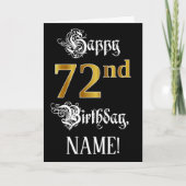 72番目の誕生日:ファンシースクリプト、フェイク金ゴールド・ルック、名前 カード (正面)
