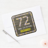 72番目の誕生日:フローラ番号フェイク、木目、名前 スクエアシール (封筒)