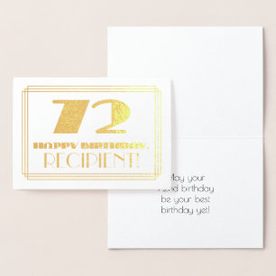 72番目の誕生日、名前+インスパイアアールデコの外観「72」 箔カード
