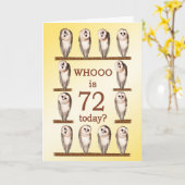72番目の誕生日、奇妙なフクロウ カード (黄色い花)