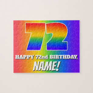 72番目の誕生日— 数々の – 色のレインボーパターン「72」 ジグソーパズル