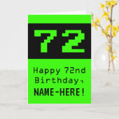 72番目の誕生日: Nerdy/オタク系のスタイル「72」と名前 カード (黄色い花)