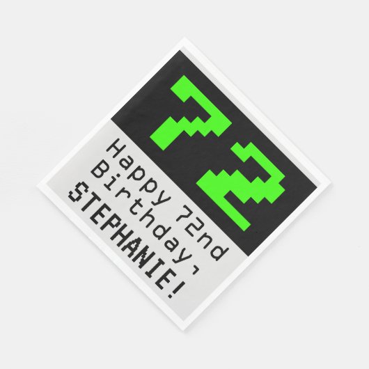 72番目の誕生日- Nerdy / オタク系のスタイル「72」と名前 スタンダードランチョンナプキン (角)