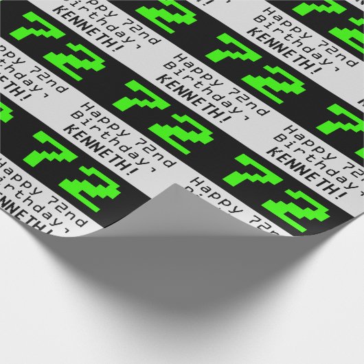 72番目の誕生日- Nerdy/オタク系のスタイル「72」と名前 ラッピングペーパー (角)