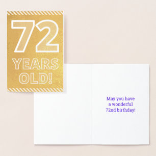 72誕生日はっきりした:「72歳!」 ゴールドフォイルカード 箔カード