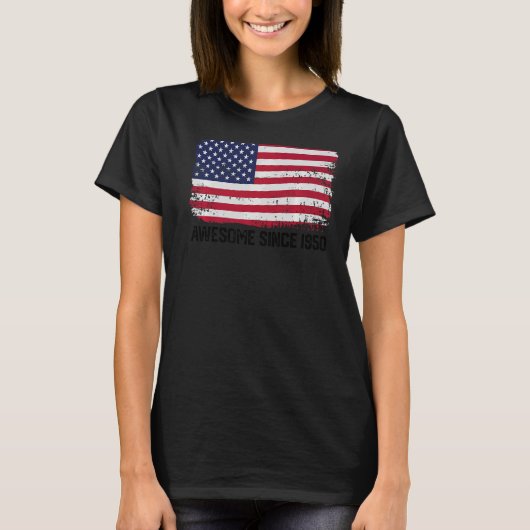 72誕生日ヴィンテージ米国国旗1950素晴らし年以来 Tシャツ (正面)
