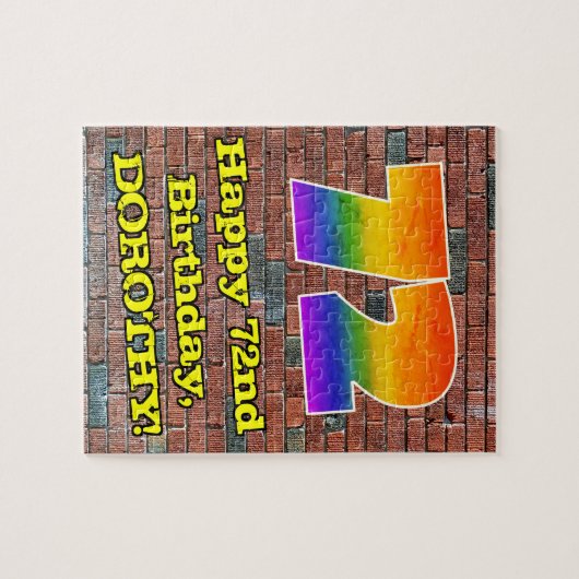 72誕生日:おもしろいグラフィティインスパイアレインボー72 ジグソーパズル (横)