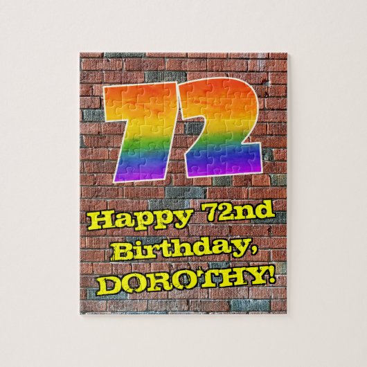 72誕生日:おもしろいグラフィティインスパイアレインボー72 ジグソーパズル (縦)