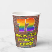 72誕生日:おもしろいグラフィティインスパイアレインボー72 紙コップ (裏面)