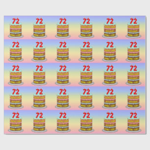 72誕生日:おもしろいケーキとキャンドル+名前をカスタムする ラッピングペーパー