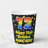 72誕生日:おもしろい星パターンと虹72 紙コップ (裏面)