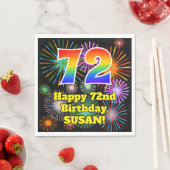72誕生日:おもしろい花火パターン+虹72 スタンダードランチョンナプキン (インサイチュ)