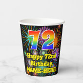 72誕生日:おもしろい花火パターン+虹72 紙コップ (裏面)