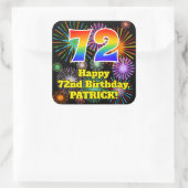 72誕生日:おもしろい花火ルック、虹# 72 スクエアシール (バッグ)