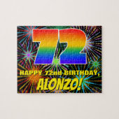 72誕生日:おもしろい、お祝カラフルい花火 ジグソーパズル (横)