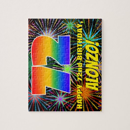 72誕生日:おもしろい、お祝カラフルい花火 ジグソーパズル (縦)