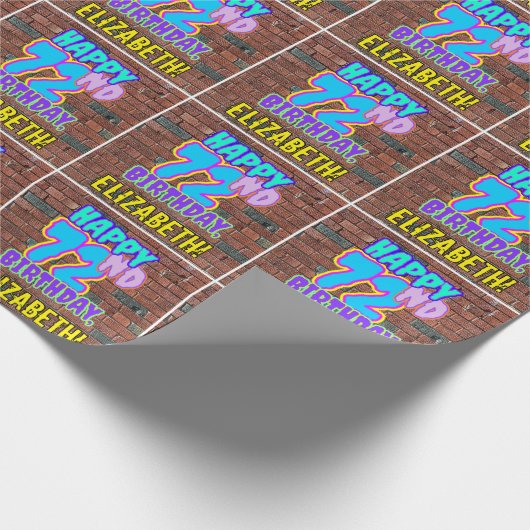 72誕生日:おもしろい、アーバングラフィティインスパイアルック ラッピングペーパー (角)