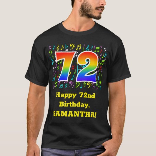 72誕生日:カラフルMusic Symbols, Rainbow 72 Tシャツ (正面)