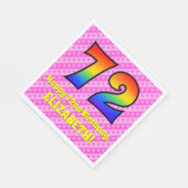 72誕生日:ピンクストライプハート、レインボー# 72 スタンダードランチョンナプキン (角)