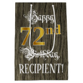 72誕生日:フェイク金ゴールドルック&ウッドフェイクパターン ミディアムペーパーバッグ (裏面)