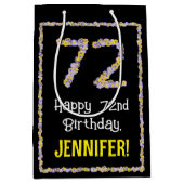 72誕生日:フローラ花数名前をカスタムする ミディアムペーパーバッグ (正面)