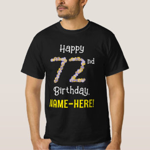 72誕生日:フローラ花数"72" +名前 Tシャツ