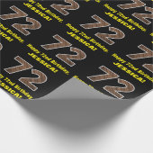 72誕生日:名前フェイク&木目パターン「72」 ラッピングペーパー (角)