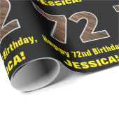 72誕生日:名前フェイク&木目パターン「72」 ラッピングペーパー (ロールコーナー)