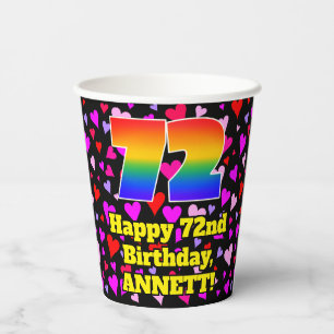 72誕生日:愛するハートパターン、虹72 紙コップ