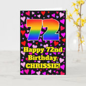 72誕生日:愛するハートパターン、虹# 72 カード (黄色い花)