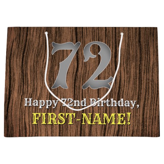 72誕生日: Country インスパイア Western  Look, Name ラージペーパーバッグ (正面)