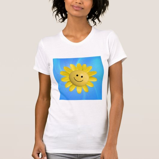 720227ハッピーヒマワリスマイリー顔漫画 Tシャツ (正面)