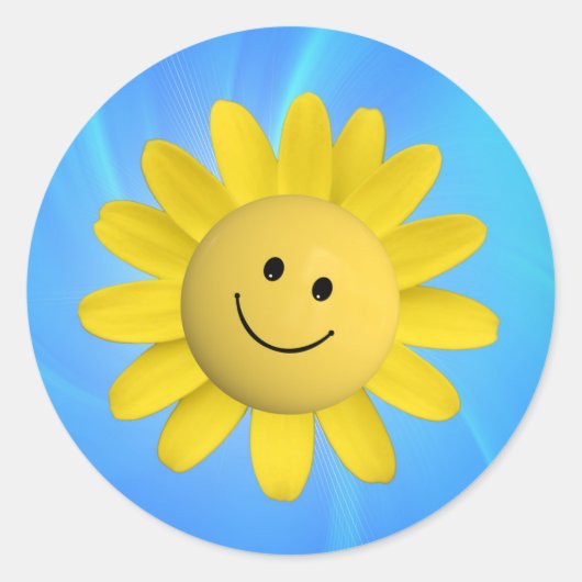 720227 HAPPYヒマワリSMILIE顔漫画グラフ ラウンドシール (正面)