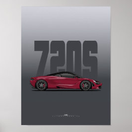 720Sスーパーカーのポスター – Memphis Red ポスター