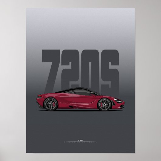 720Sスーパーカーのポスター – Memphis Red ポスター (正面)
