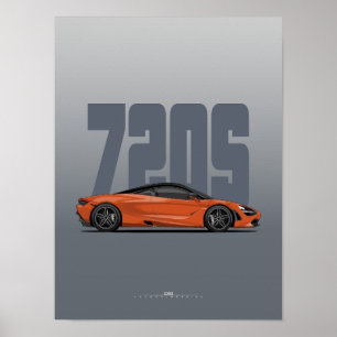 720Sスーパーカーポスター – アゾレスオレンジ ポスター