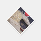 7263-軍隊結婚とブーケとリングや輪 スタンダードカクテルナプキン (角)