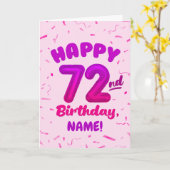 72nd Birthday, Balloon Number, Customizable Name カード (黄色い花)