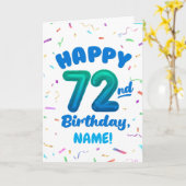 72nd Birthday, Balloon Number, Customizable Name カード (黄色い花)