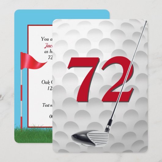72nd Birthday Golf Theme Party 招待状 (正面/裏面)