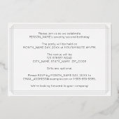 72nd Birthday Party —アールデコスタイル「72」 +名前 箔招待状 (裏面)